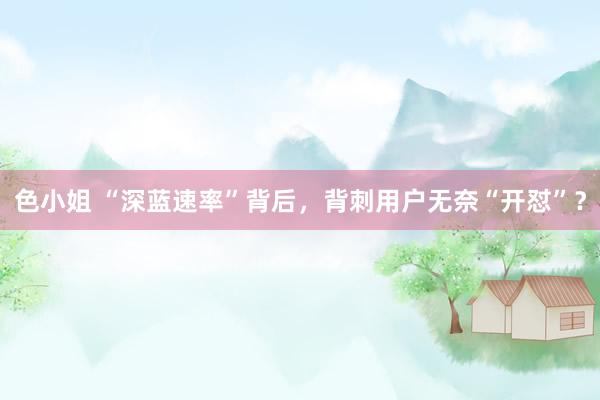 色小姐 “深蓝速率”背后，背刺用户无奈“开怼”？