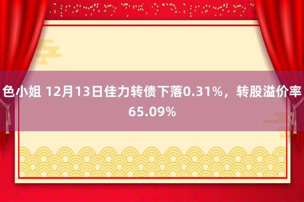 色小姐 12月13日佳力转债下落0.31%，转股溢价率65.09%