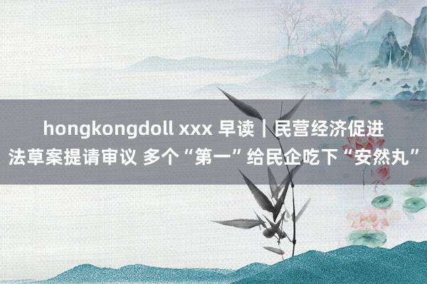 hongkongdoll xxx 早读｜民营经济促进法草案提请审议 多个“第一”给民企吃下“安然丸”