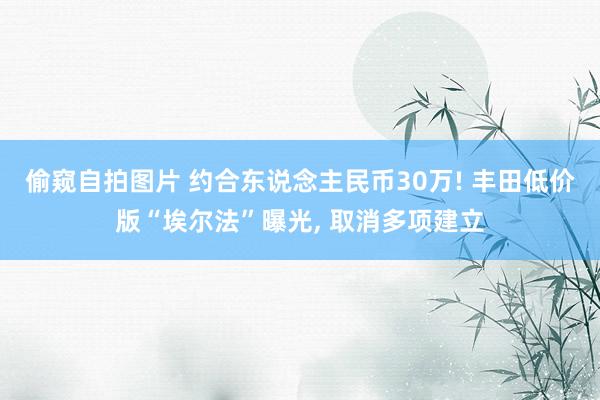 偷窥自拍图片 约合东说念主民币30万! 丰田低价版“埃尔法”曝光， 取消多项建立