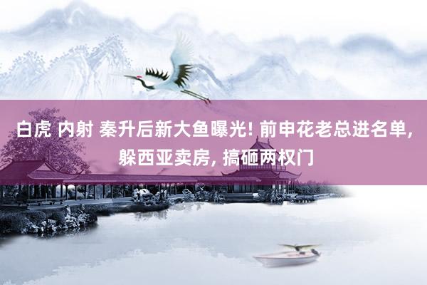 白虎 内射 秦升后新大鱼曝光! 前申花老总进名单， 躲西亚卖房， 搞砸两权门