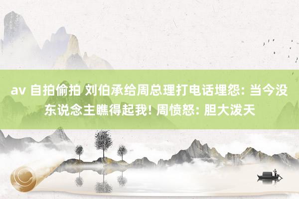 av 自拍偷拍 刘伯承给周总理打电话埋怨: 当今没东说念主瞧得起我! 周愤怒: 胆大泼天