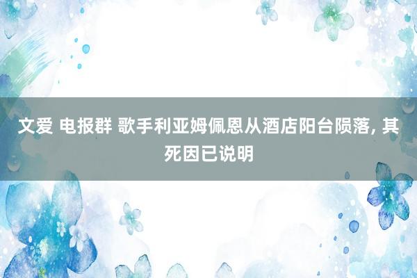 文爱 电报群 歌手利亚姆佩恩从酒店阳台陨落， 其死因已说明