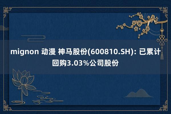 mignon 动漫 神马股份(600810.SH): 已累计回购3.03%公司股份