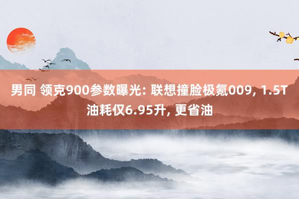 男同 领克900参数曝光: 联想撞脸极氪009， 1.5T油耗仅6.95升， 更省油